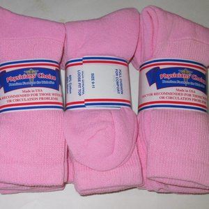 12 Pairs Womens Physicians Choice Cotton Diabetic Pink Crew Socks US Made